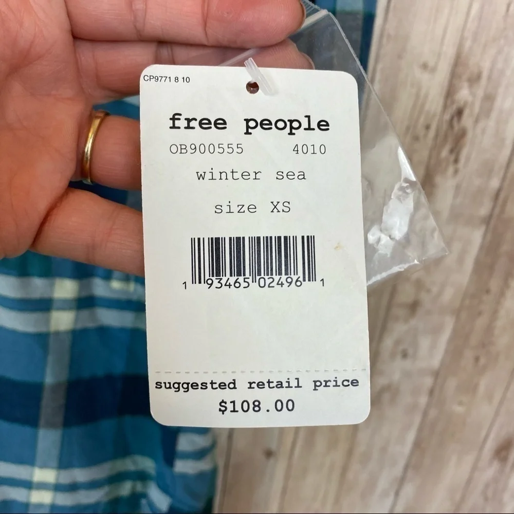 Free People Loveland Plaid Long Sleeve‎ Button Front Shirt Size XS